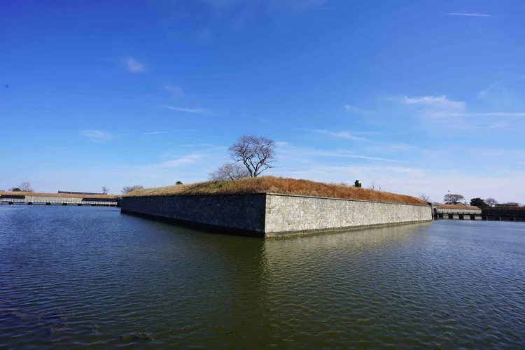 A view of the moat surrounding Fort Monroe.